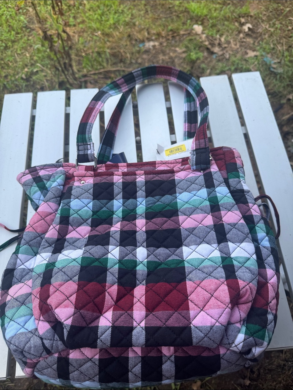 NWT New Vera Bradley Ribbons Plaid Purse Organizer Travel Red, Pink, Green, $100